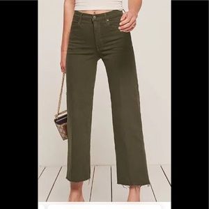 Reformation Cargo Army Green Pants